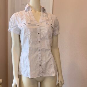 Express White Short-Sleeve Button Down Shirt